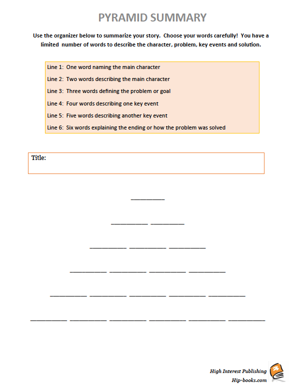 Pyramid graphic organizer from High Interest Publishing
