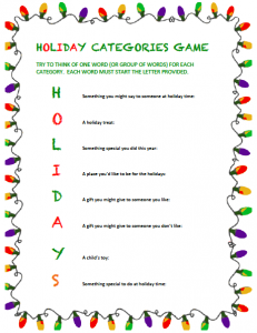 Holiday Categories Game image