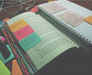 Book with Post-it Notes