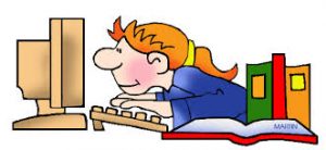 Cartoon of Girl at Computer