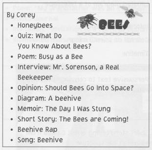 HIP Multigenre Project sample contents - Bees
